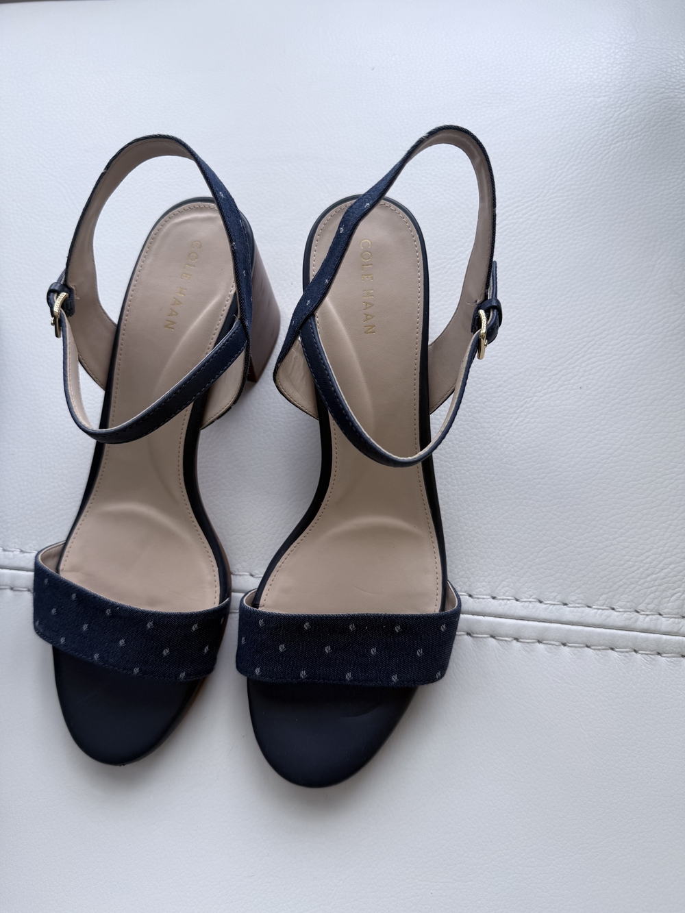 Cole Haan Navy Open-Toe Slingback Heels